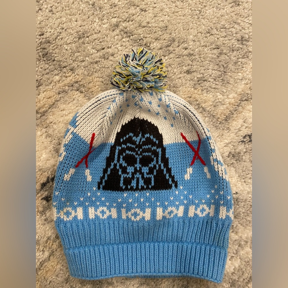 Hanna Andersson Star Wars Blue and Black Kids Beanie with Pom-Pom